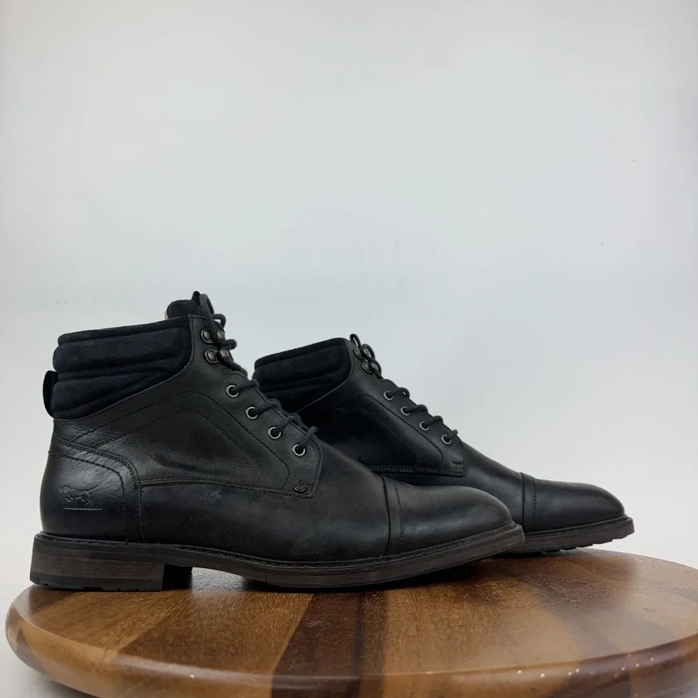 Mens‎ Rodd & Dunn Dunedin Military Black Leather Cap Toe Combat Boots Size 13 M